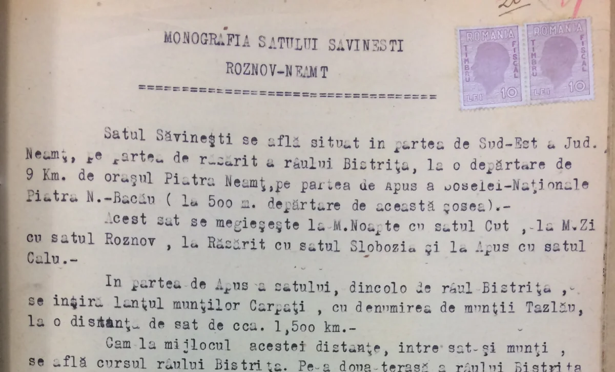 Monografia satului Săvinești (com. Roznov, jud. Neamț), 1945 – Maria Hârțescu, învățătoare gradul II