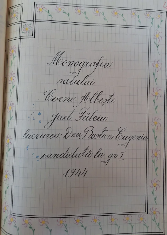 Monografia satului Corni-Albești (com. Albești jud. Vaslui), 1944 - Eugenia Bostan, învățătoare